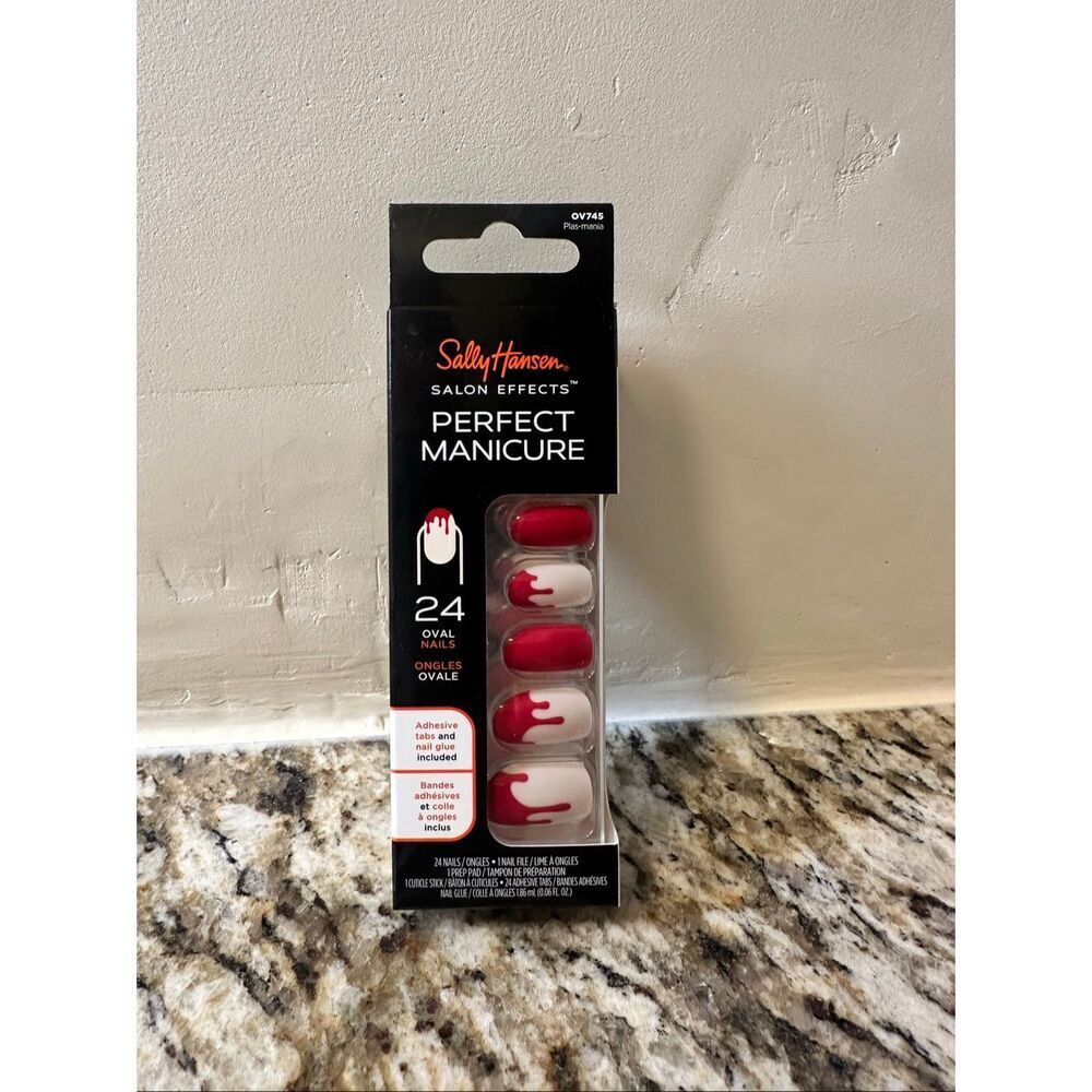 Sally Hansen Halloween Salon Perfect Manicure 24 Press on Nails With Glue Oval